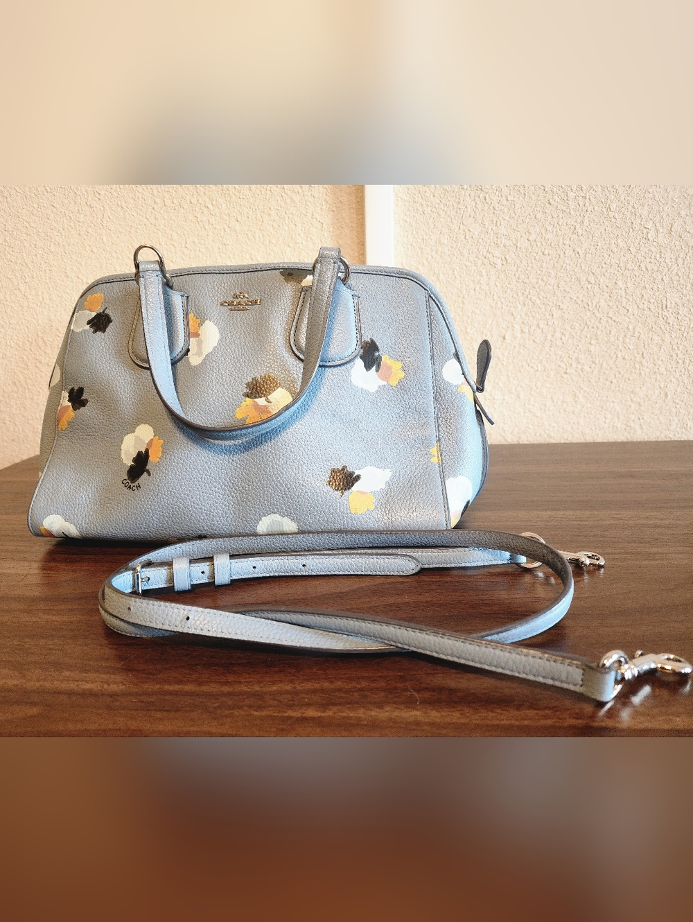 Coach Rowan Satchel in Scattered Pansy Print